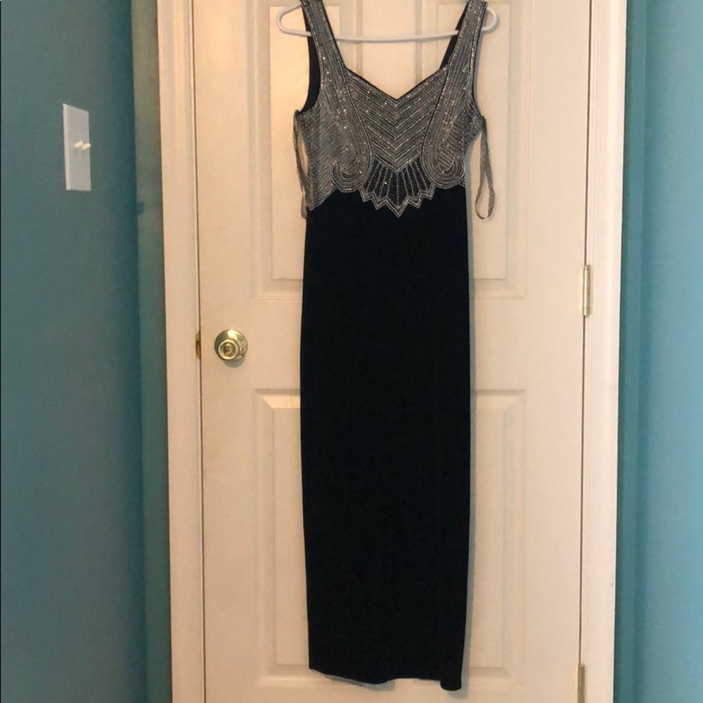 Long Black and Sequined Prom Dress